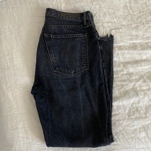 GRLFRND distressed black straight leg denim